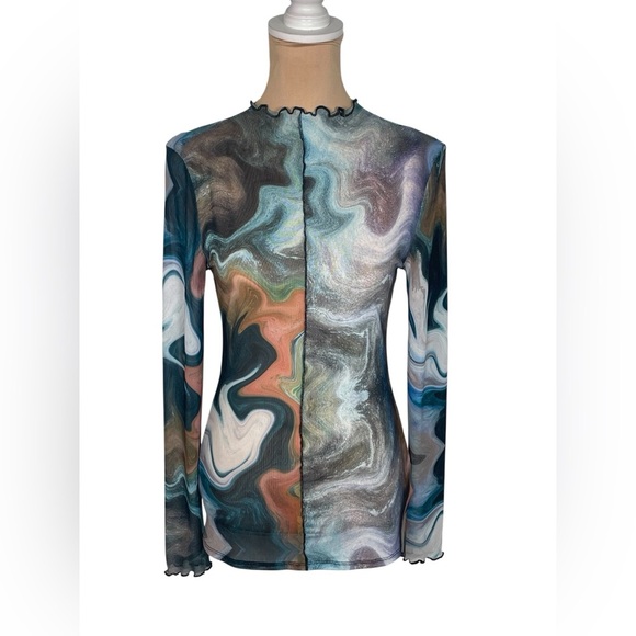 GILDED INTENT‎ | Sheer Marble Mesh Top | Size Medium - Picture 8 of 16